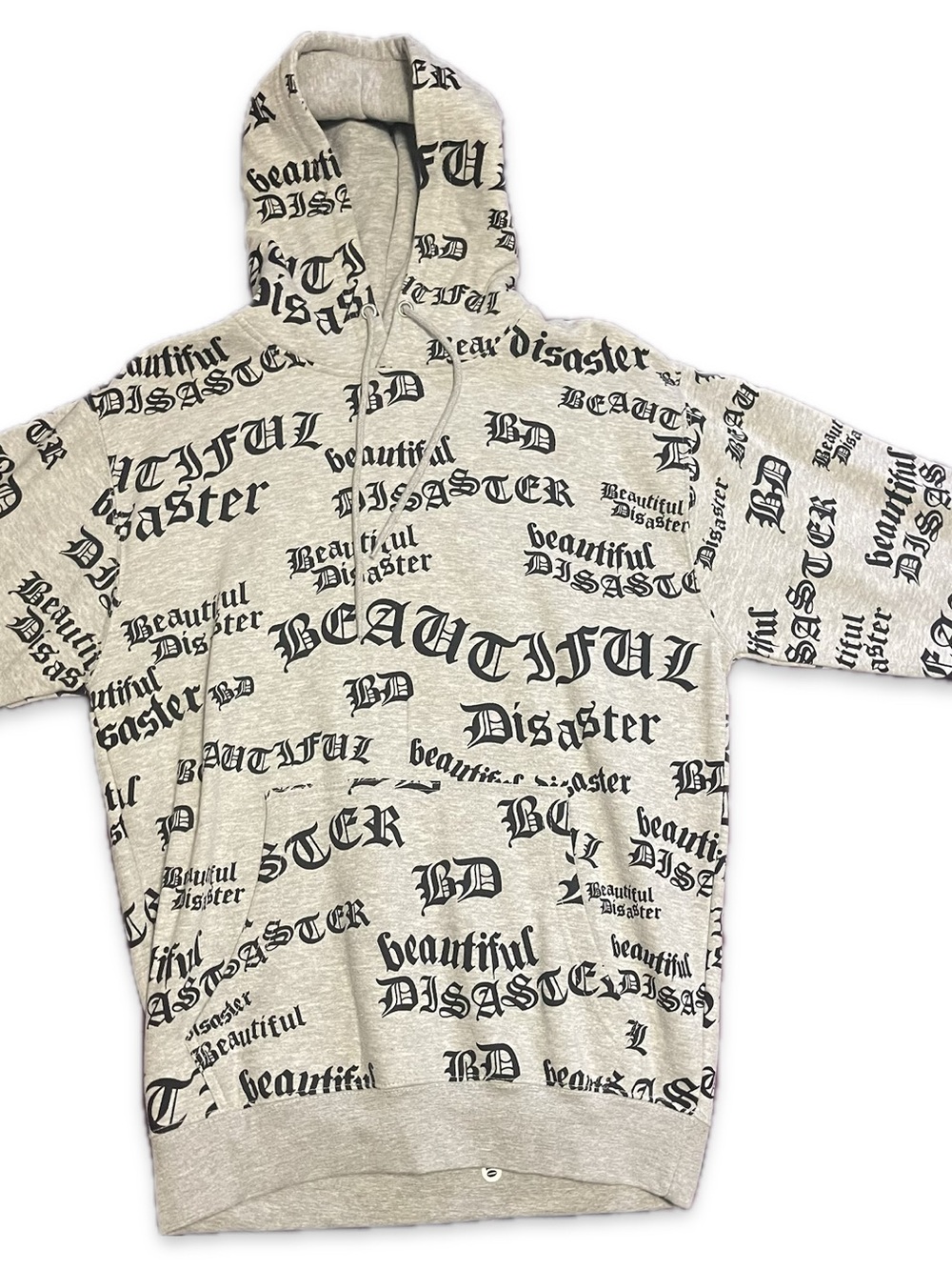 Beautiful Disaster Women's Crewneck Hoodie Sweater in Light Gray